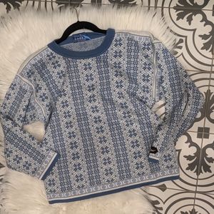 Nordic Print Blue & White 100% Cotton Sweater